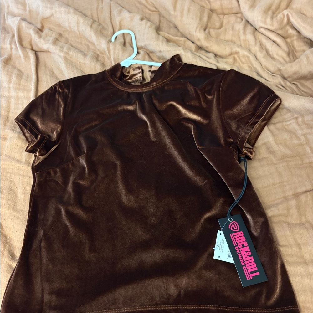 Rock & Roll Cowgirl Brown Velvet Blouse